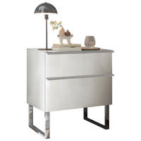 NACHTSCHRANK 60/65,8/43 cm  - Chromfarben/Weiß, Basics, Glas/Holzwerkstoff (60/65,8/43cm) - Dieter Knoll