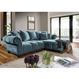 ECKSOFA  in Plüsch Petrol  288/190 cm  - Dunkelbraun/Petrol, KONVENTIONELL, Holz/Textil (288/190cm) - Carryhome