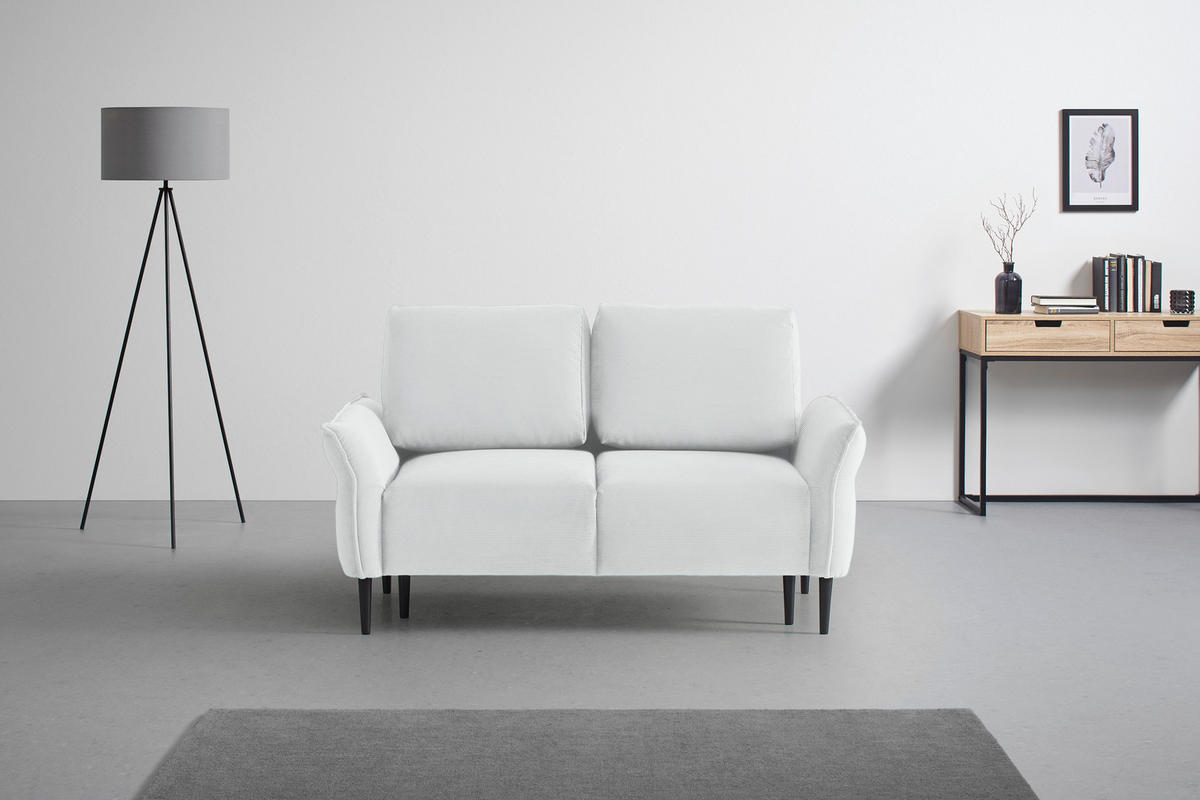 2-SITS SOFFA i textil silver  - silver/svart, Modern, trä/textil (150/85/92cm) - MID.YOU