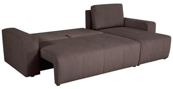 ECKSCHLAFSOFA  mit Cord Mokka  - Schwarz/Mokka, KONVENTIONELL, Textil (248/146cm) - Xora