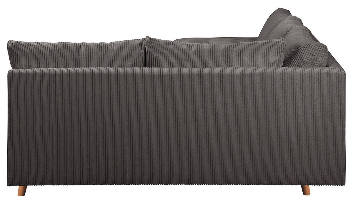 ECKSOFA Ariella in Cord Dunkelgrau  231/161 cm  - Dunkelgrau/Naturfarben, Design, Holz/Textil (231/161cm) - Livetastic