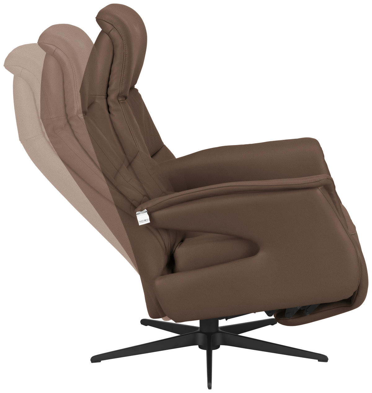 RELAXSESSEL in Leder Braun  - Schwarz/Braun, Design, Leder/Metall (74/105/83cm) - Welnova