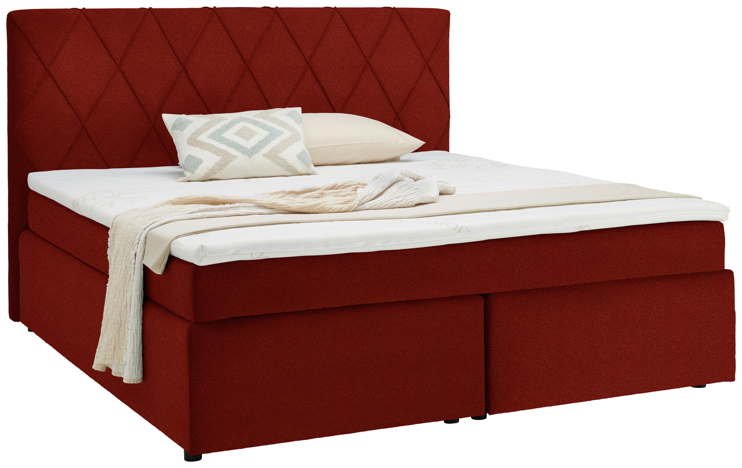 BOXSPRINGBETT 180/200 cm  in Terracotta  - Terracotta/Schwarz, Design, Kunststoff/Textil (180/200cm) - Xora