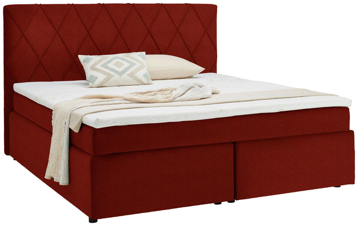 BOXSPRINGBETT 160/200 cm  in Terracotta  - Terracotta/Schwarz, Design, Holzwerkstoff/Kunststoff (160/200cm) - Xora