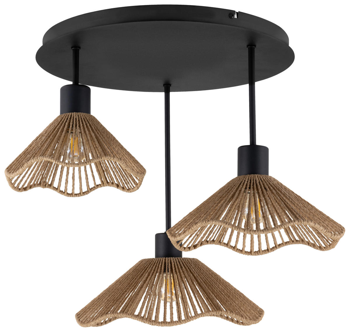 HÄNGELEUCHTE 53,5/42 cm   - Schwarz/Naturfarben, Design, Papier/Metall (53,5/42cm) - Collet's Monde