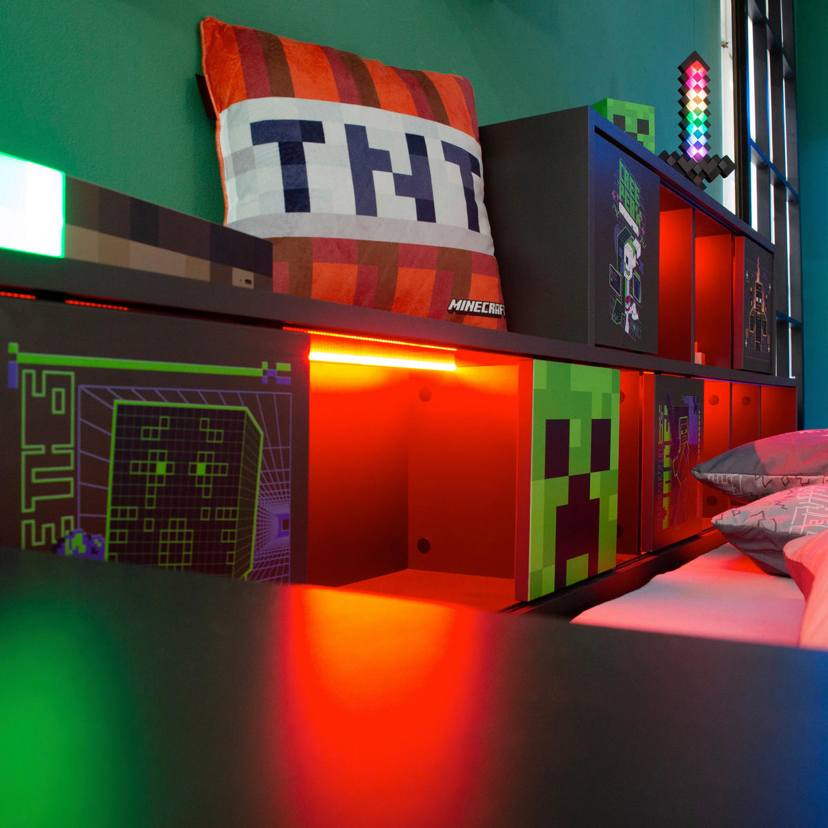 STAURAUMBETT 90/200 cm  in Anthrazit  - Anthrazit, MODERN, Holzwerkstoff (90/200cm) - Minecraft