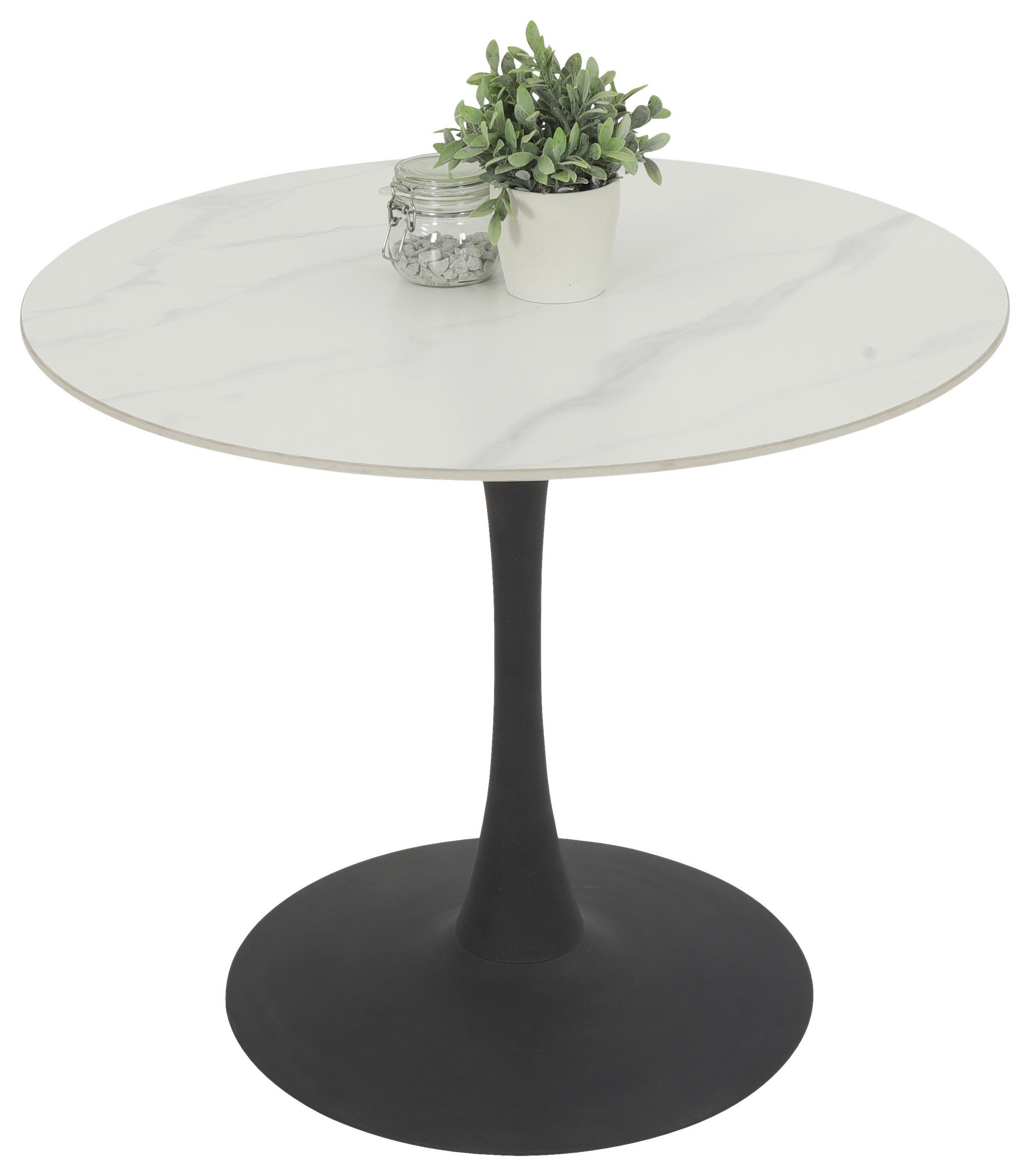 ESSTISCH in Metall, Stein 90/90/76 cm  - Schwarz/Weiß, Trend, Stein/Metall (90/90/76cm) - Boxxx