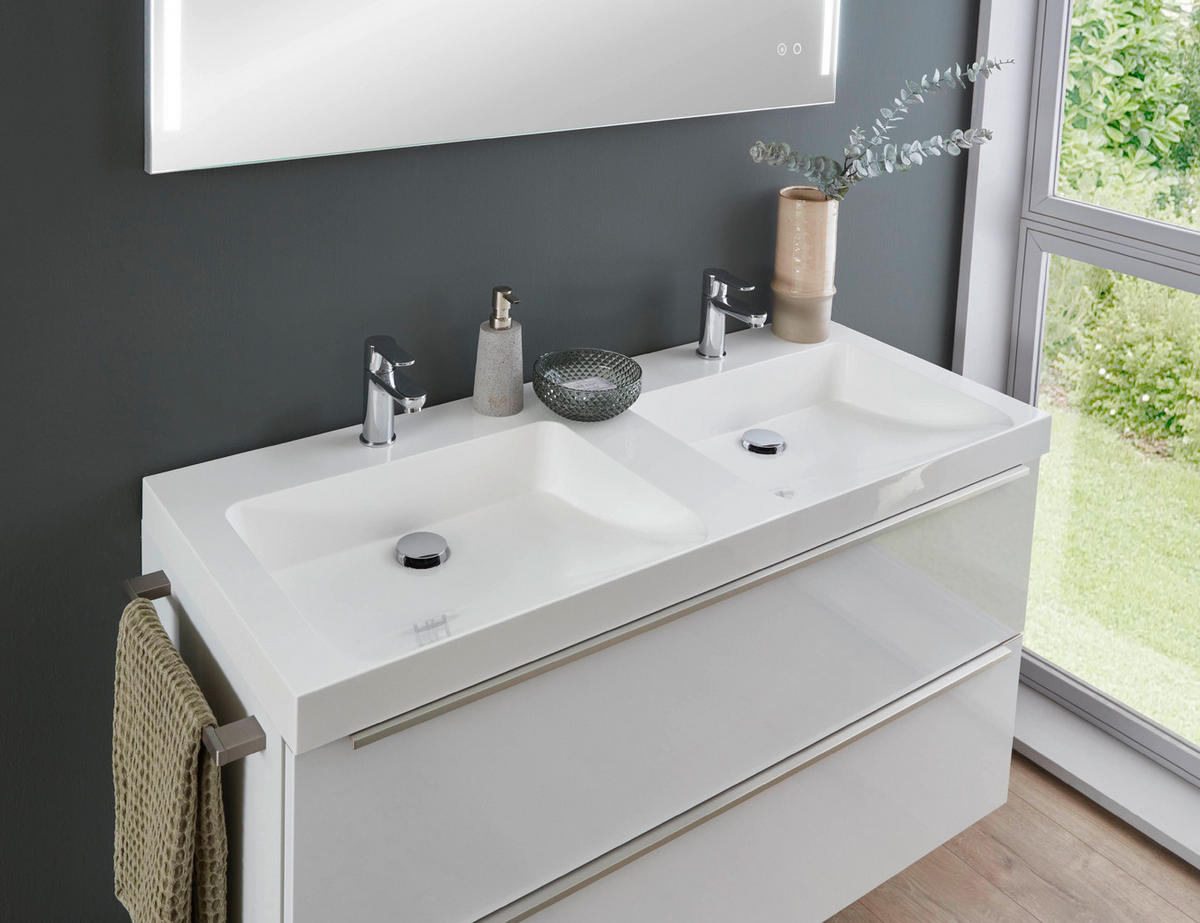 TVÄTTSTÄLL MED KOMMOD 121 cm  - stålfärgad/vit, Modern, metall/trämaterial (121cm) - Celina Home