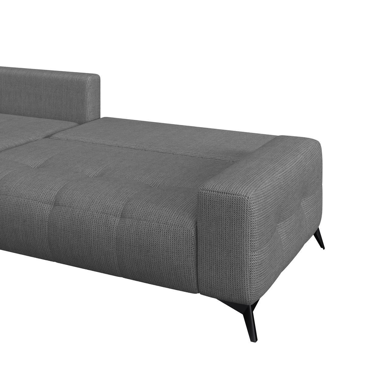 ECKSOFA MAURO Anthrazit Flachgewebe  - Anthrazit/Schwarz, Trend, Textil/Metall (175/290cm) - MID.YOU