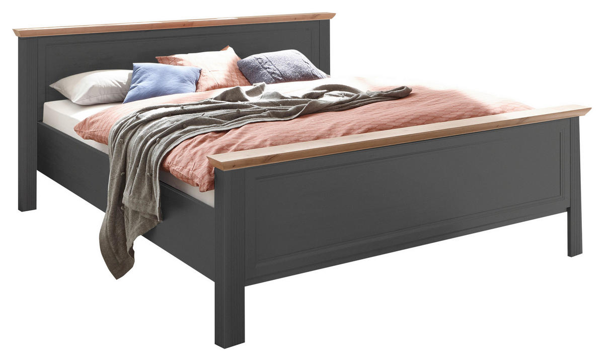 BETT 180/200 cm  in Graphitfarben, Eiche Artisan  - Graphitfarben/Eiche Artisan, LIFESTYLE, Holzwerkstoff (180/200cm) - Ti'me