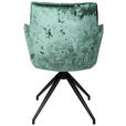 ARMLEHNSTUHL  in Eisen Samt  - Petrol/Schwarz, Design, Textil/Metall (59/89,5/63cm) - Novel