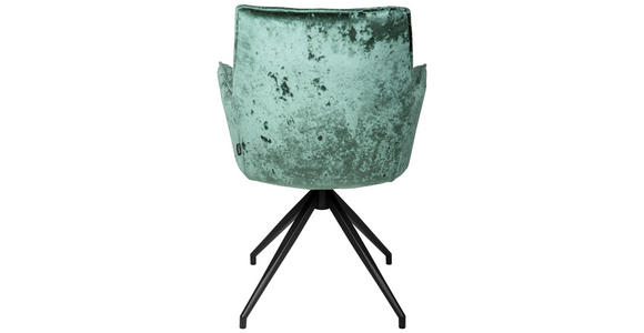ARMLEHNSTUHL in Eisen Samt - Petrol/Schwarz, Design, Textil/Metall (59/89,5/63cm) - Novel