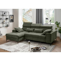 ECKSOFA Chenille Dunkelgrün  - Dunkelgrün/Schwarz, Basics, Textil/Metall (186/270cm) - Livetastic
