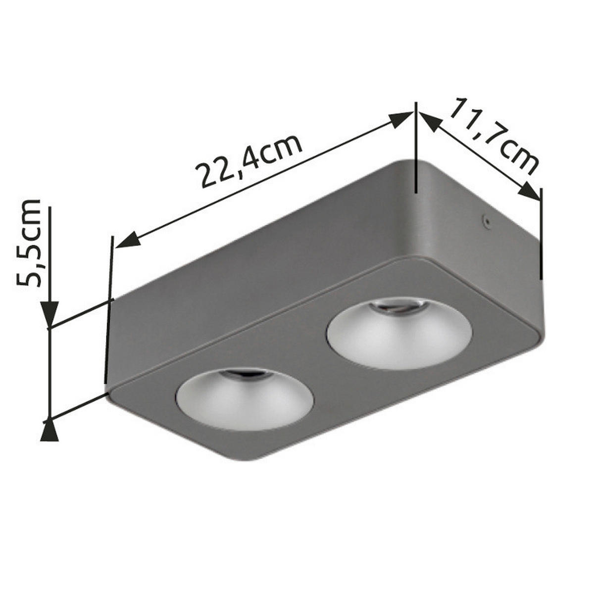 LED ZÁŘIČ, 22,4/11.7/5,5 cm - čiré/tmavě šedá, Design, kov/plast (22,4/11.7/5,5cm) - Globo