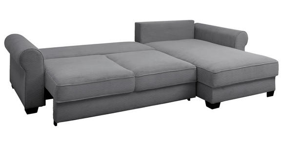 ECKSOFA Dunkelgrau Cord  - Dunkelgrau/Schwarz, KONVENTIONELL, Kunststoff/Textil (318/197cm) - Hom`in