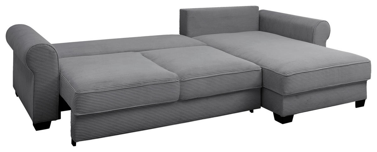 ECKSOFA in Cord Dunkelgrau  - Dunkelgrau/Schwarz, Konventionell, Kunststoff/Textil (318/197cm) - MID.YOU