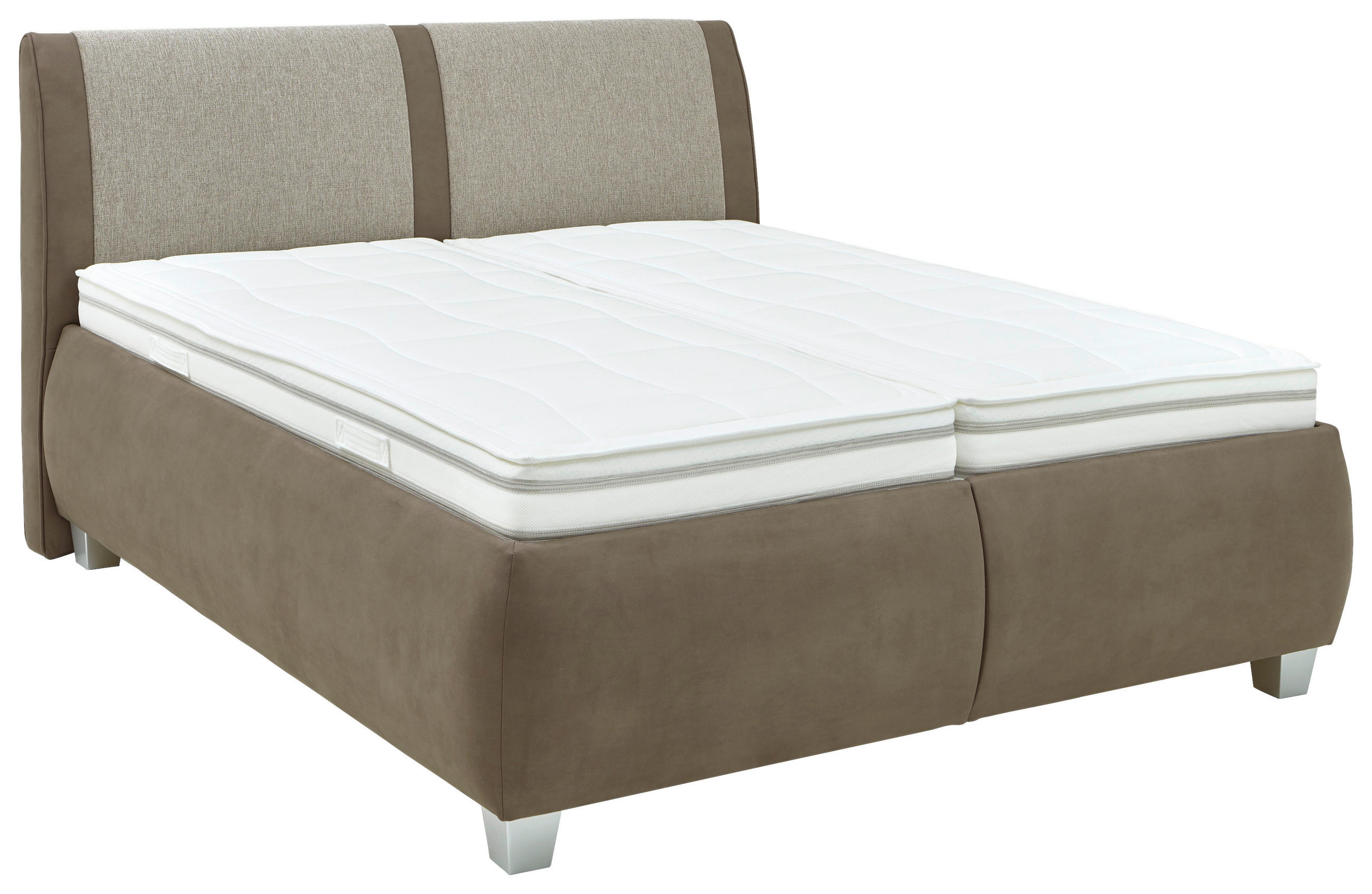 POLSTERBETT 180/200 cm,  in Braun, Dunkelbraun, Graubraun, Matratze, gepolstertes Kopfteil, Lattenrost, Bettkasten, H3 + H4 = fest + sehr fest  - Dunkelbraun/Graubraun, Design, Holz/Holzwerkstoff (180/200cm) - Beldomo - Sleep