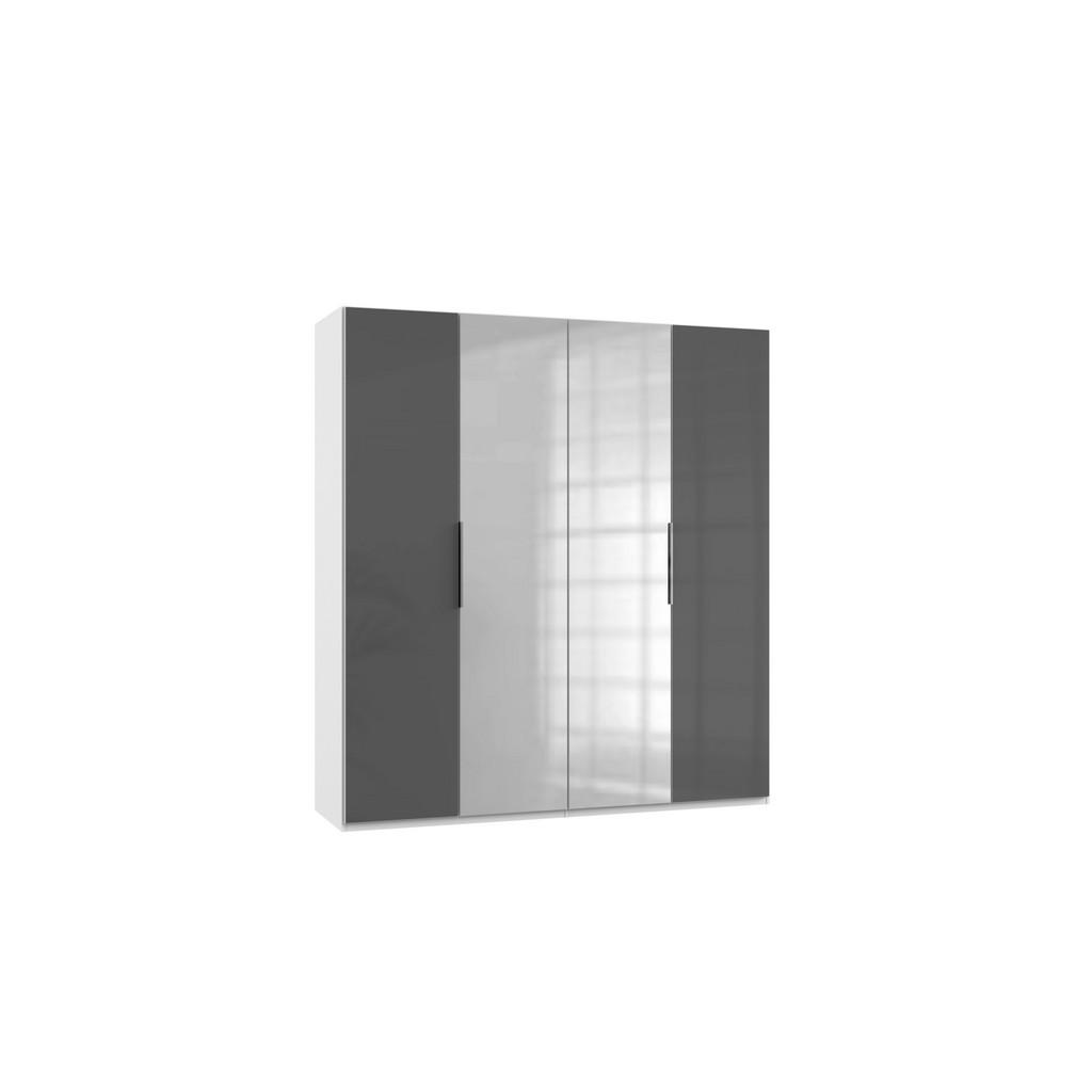 Drehtürenschrank 200cm Level, Grau/Weiß