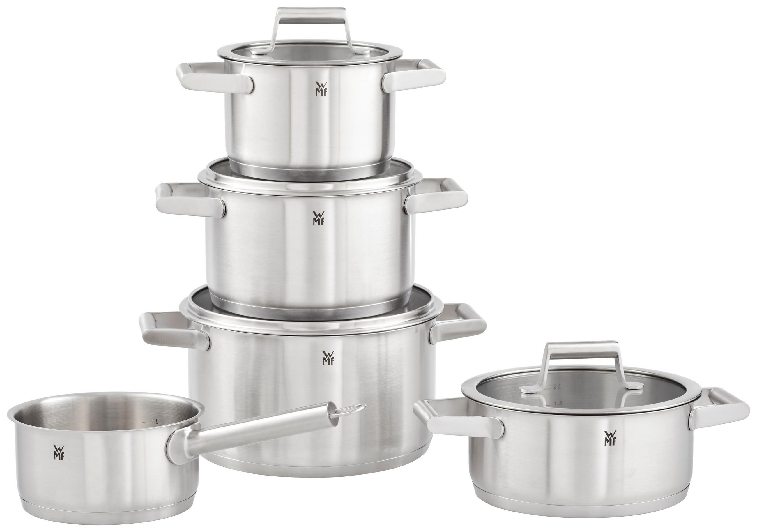 KOCHTOPFSET Comfort Line 5-teilig - Edelstahlfarben, Design, Glas/Metall - WMF