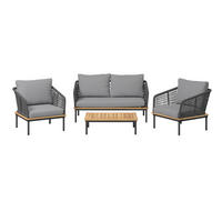 KERTI BÚTORSZETT  - akáciaszínű/antracit, Modern, textil/fa - Ambia Garden