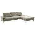 ECKSOFA in Echtleder Hellgrau  308/195 cm  - Hellgrau/Schwarz, Design, Leder/Metall (308/195cm) - Dieter Knoll