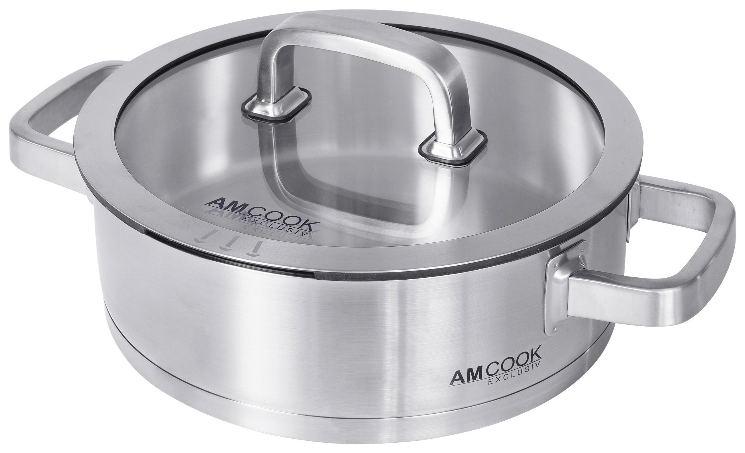 KOCHTOPF 3,0 L  - Edelstahlfarben, Basics, Glas/Metall (24/9cm) - Am Cook