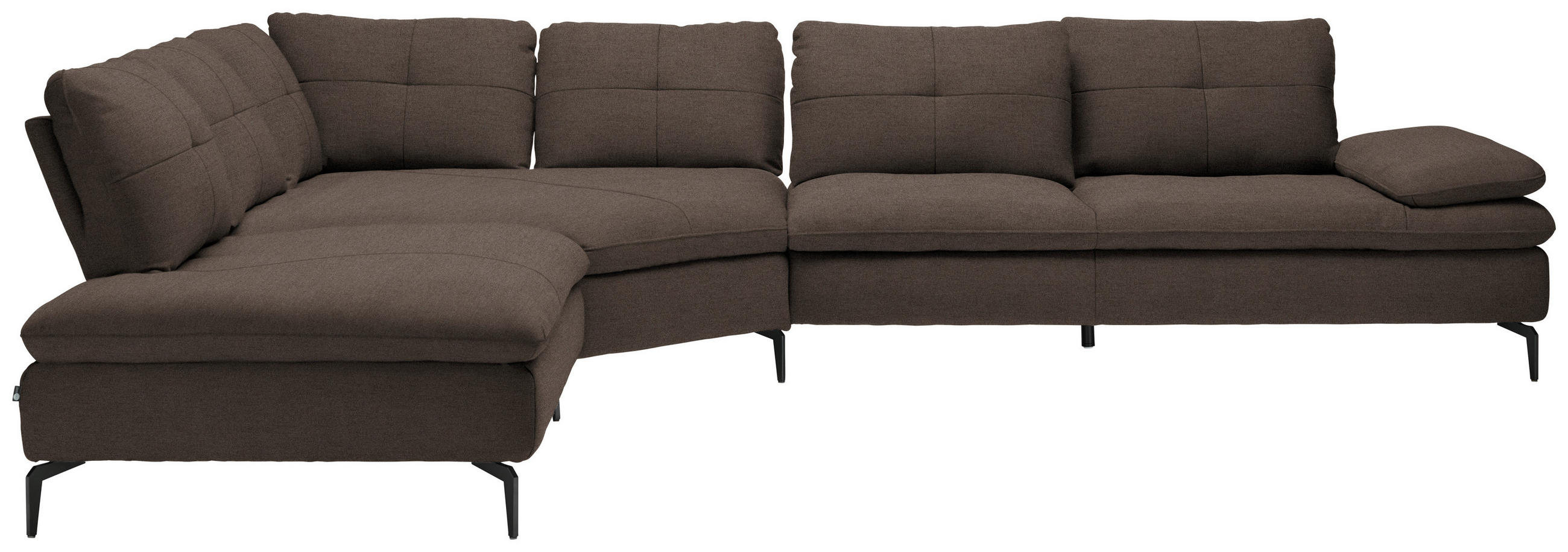 ECKSOFA in Flachgewebe Dunkelbraun  - Dunkelbraun/Schwarz, Design, Textil/Metall (271/344cm) - Chilliano
