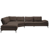 ECKSOFA in Flachgewebe Dunkelbraun  - Dunkelbraun/Schwarz, Design, Textil/Metall (271/344cm) - Chilliano