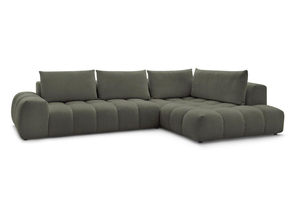 ECKSOFA Ottomane rechts  EVEREST Grün Flachgewebe  - Schwarz/Grün, MODERN, Kunststoff/Textil (352/210cm) - Livetastic