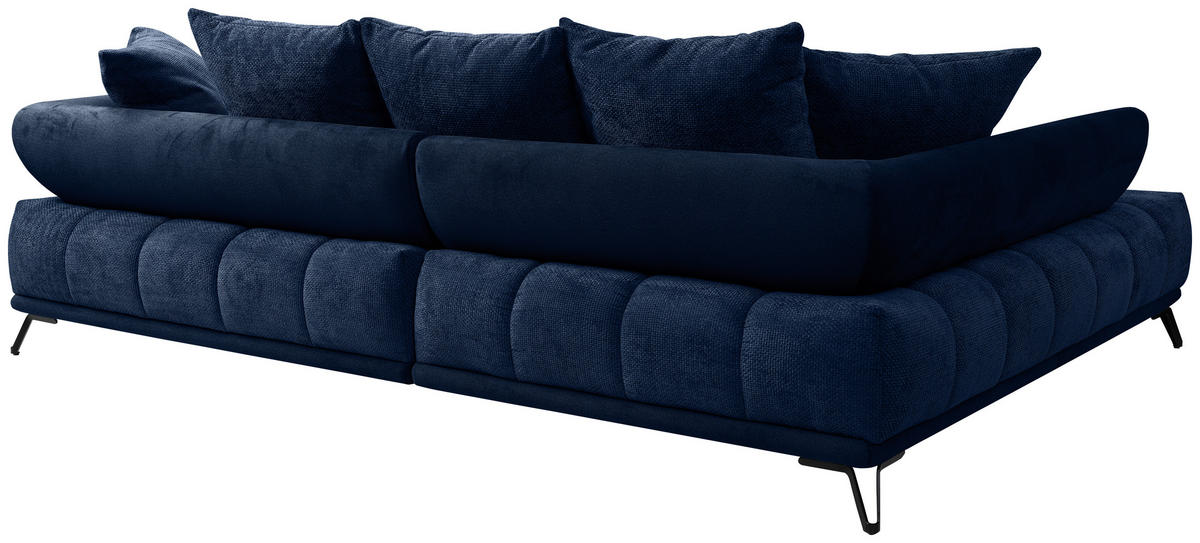 HÖRNSOFFA i chenille mörkblå  - svart/mörkblå, Modern, metall/textil (184/262cm) - MID.YOU