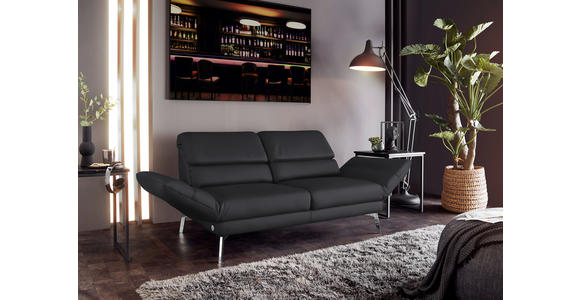 2-SITZER-SOFA Dunkelgrau, Fango Echtleder  - Chromfarben/Fango, Design, Leder/Metall (172-226/83/96cm) - Dieter Knoll