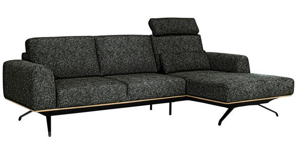 ECKSOFA in Struktur Waldgrün 262/157 cm - Waldgrün/Schwarz, Design, Textil/Metall (262/157cm) - Novel
