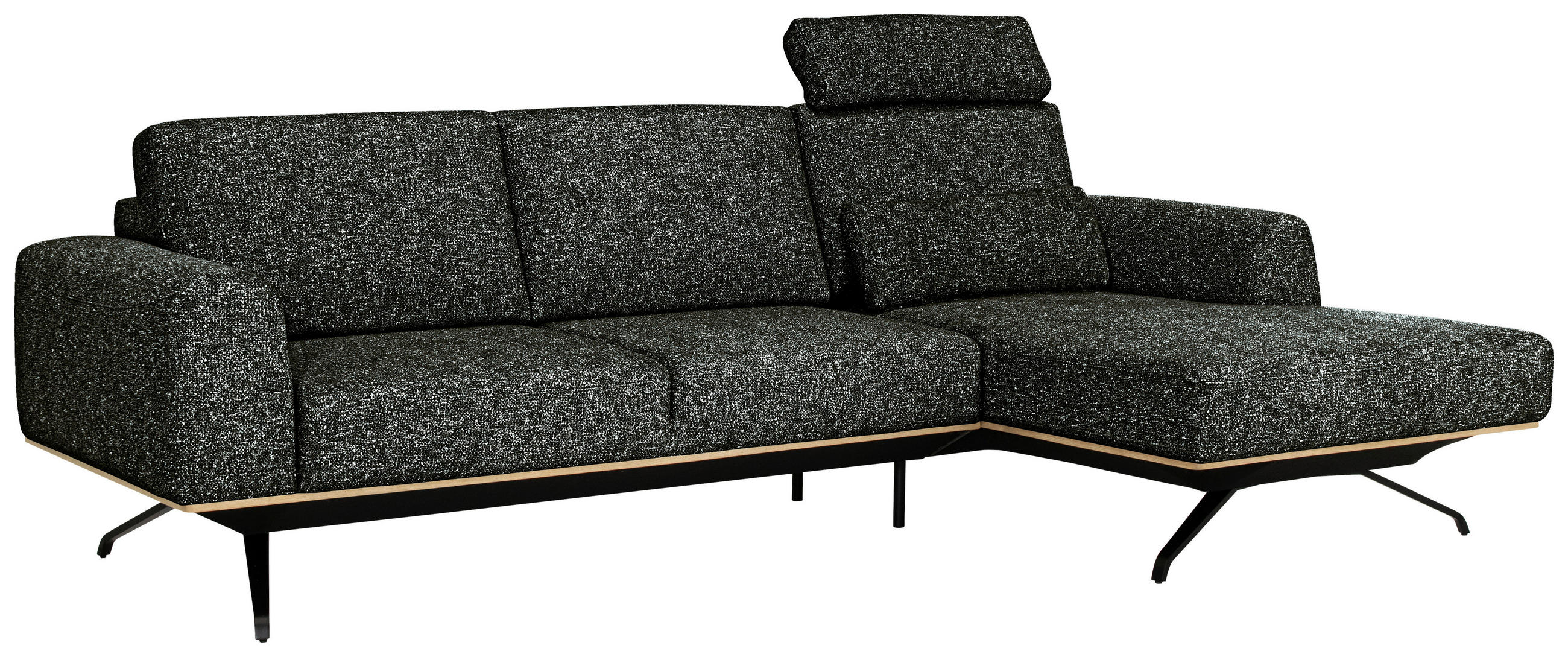 ECKSOFA in Struktur Waldgrün  262/157 cm  - Waldgrün/Schwarz, Design, Textil/Metall (262/157cm) - Novel