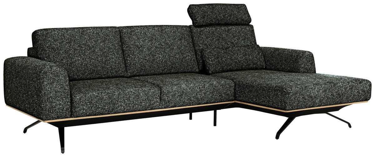 ECKSOFA in Struktur Waldgrün  - Waldgrün/Schwarz, Design, Textil/Metall (262/157cm) - Novel