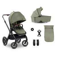 KOMBIKINDERWAGEN Comfort N Care Set  - Schwarz/Olivgrün, Basics, Textil/Metall - Hauck