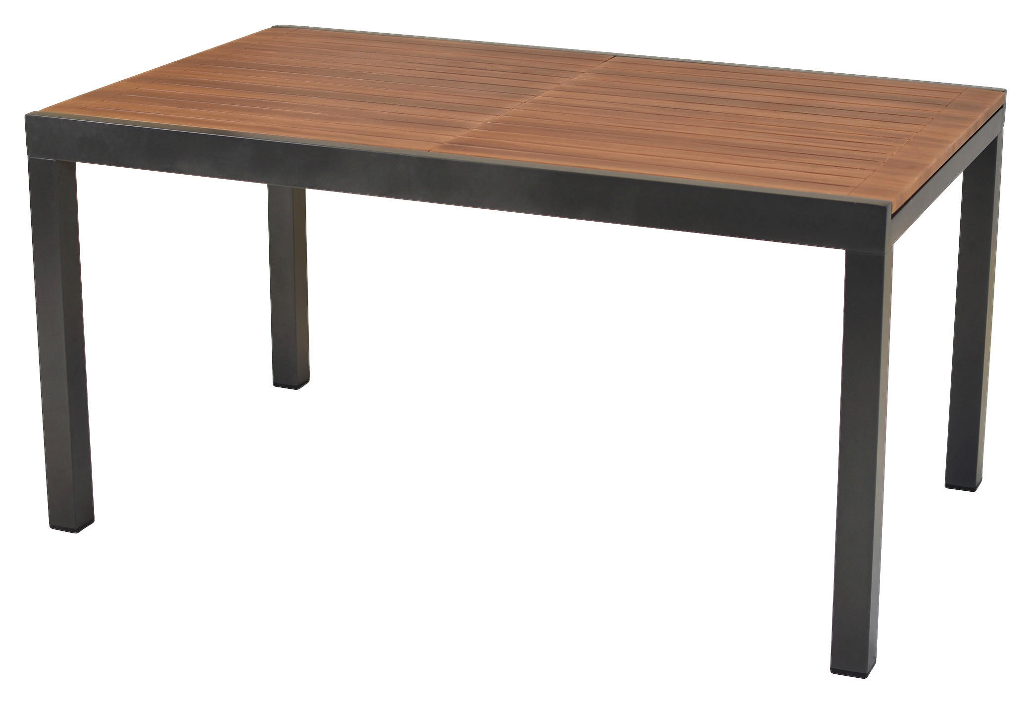 GARTENTISCH 150/90/76,5 cm Holz, Metall rechteckig  - Graphitfarben/Naturfarben, MODERN, Holz/Metall (150/90/76,5cm) - Gardenson