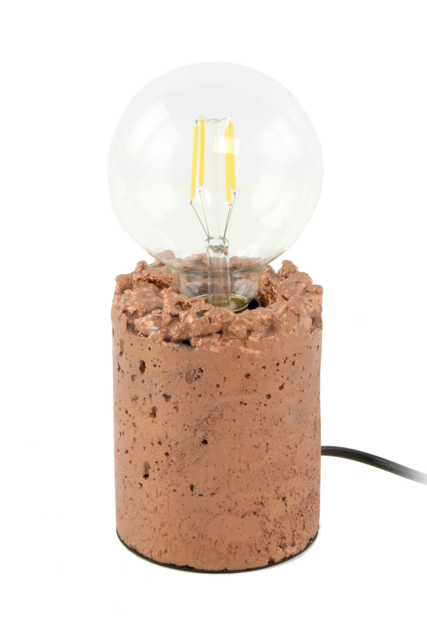 TISCHLEUCHTE - Kupferfarben, Trend, Stein (9,5/9,5/13,5cm) - Kayoom