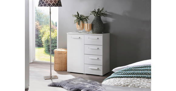 KOMMODE  in 80/81/42 cm  - Silberfarben/Weiß, Design, Holzwerkstoff/Kunststoff (80/81/42cm) - Novel