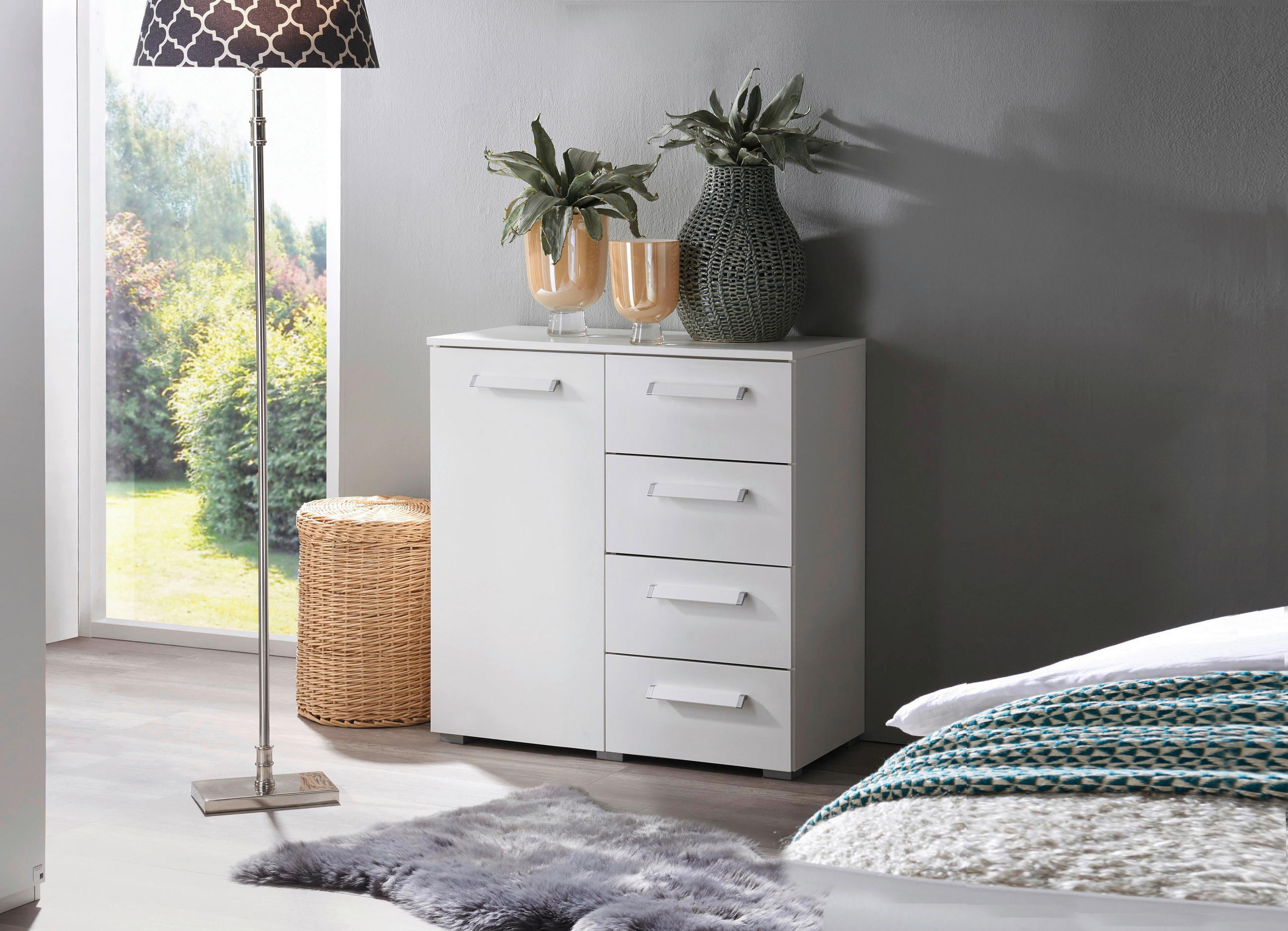 KOMMODE  in 80/81/42 cm  - Silberfarben/Weiß, Design, Holzwerkstoff/Kunststoff (80/81/42cm) - Novel