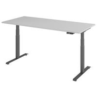SCHREIBTISCH 180/80/64,5-129,5 cm Graphitfarben, Grau elektrisch höhenverstellbar  - Graphitfarben/Grau, KONVENTIONELL, Holzwerkstoff/Metall (180/80/64,5-129,5cm) - Venda