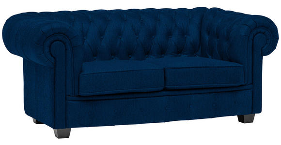 CHESTERFIELD-SOFA Webstoff Blau  - Wengefarben/Blau, LIFESTYLE, Holz/Textil (180/76,5/96cm) - Landscape