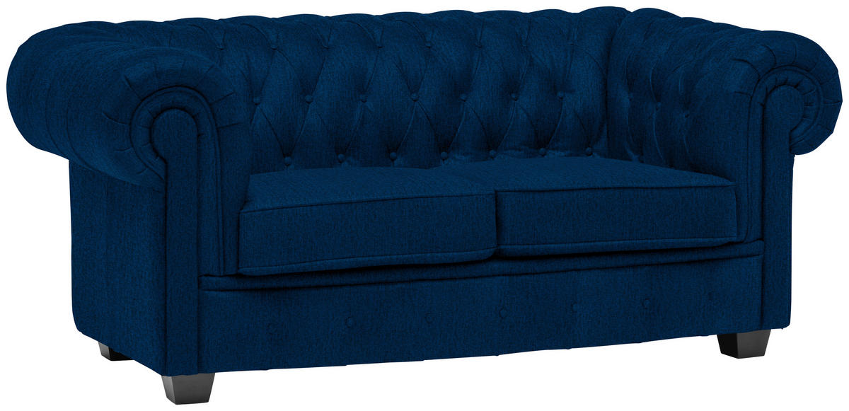 CHESTERFIELD-SOFA in Webstoff Blau  - Wengefarben/Blau, Lifestyle, Holz/Textil (180/76,5/96cm) - Landscape