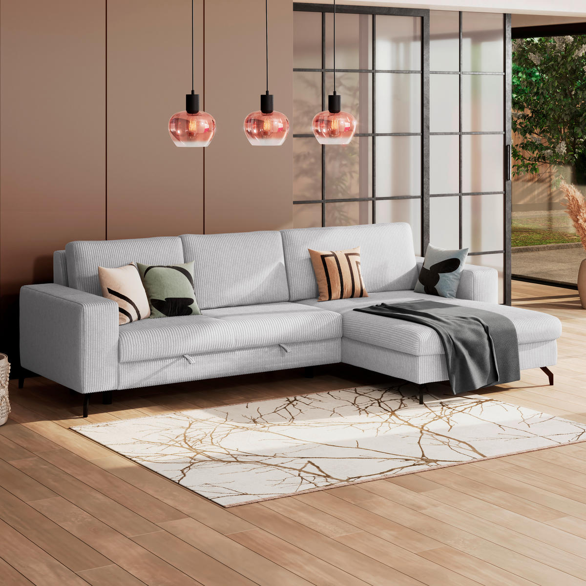 ECKSOFA Hellgrau  - Hellgrau, Trend, Textil (290/178cm) - P & B