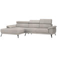 ECKSOFA in Velours Sandfarben  - Sandfarben/Schwarz, Design, Textil/Metall (187/295cm) - Novel