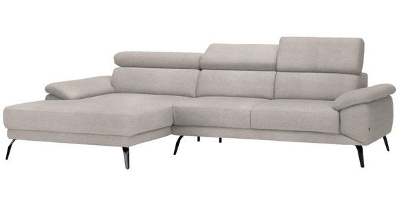 ECKSOFA in Velours Sandfarben 187/295 cm - Sandfarben/Schwarz, Design, Textil/Metall (187/295cm) - Novel
