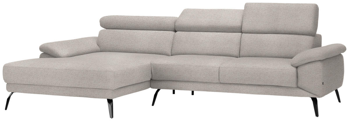 ECKSOFA in Velours Sandfarben  - Sandfarben/Schwarz, Design, Textil/Metall (187/295cm) - Novel