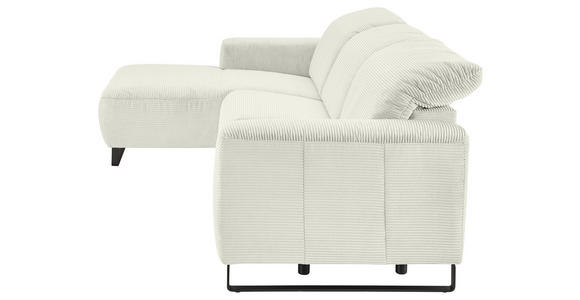 ECKSOFA  in Cord Weiß  180/266 cm  - Schwarz/Weiß, KONVENTIONELL, Textil/Metall (180/266cm) - Hom`in