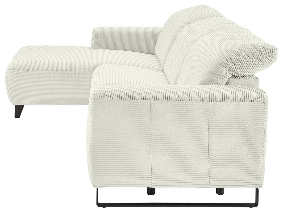 ECKSOFA in Cord Weiss  - Weiss/Schwarz, Konventionell, Textil/Metall (180/266cm) - Hom`in