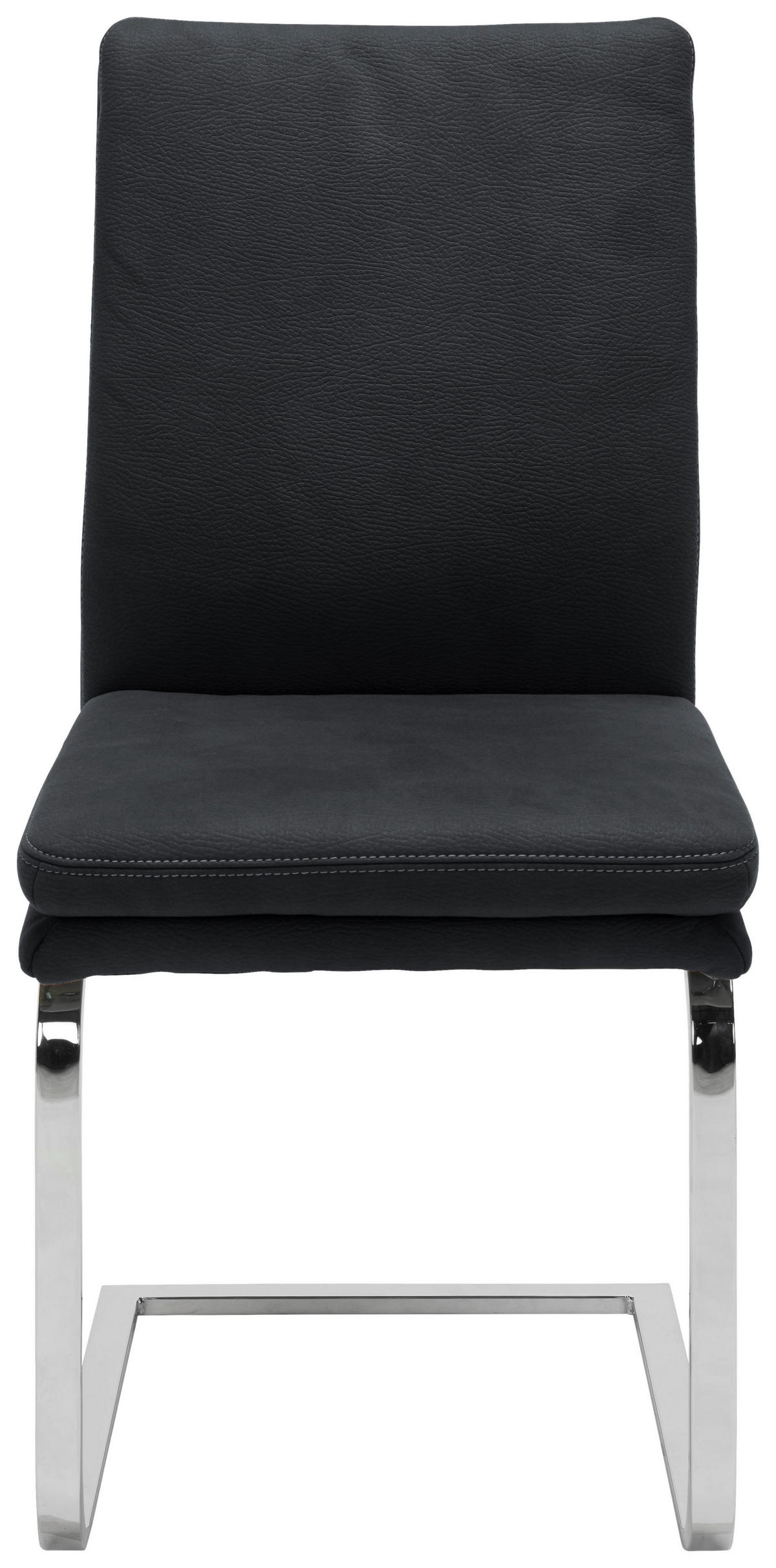 SCHWINGSTUHL  in Stahl Mikrofaser  - Chromfarben/Schwarz, Design, Textil/Metall (47/100/64cm) - Novel