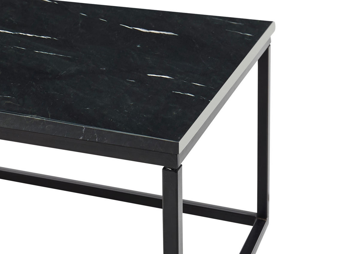 SOFFBORD SET i metall, sten  - svart, Design, metall/sten (100/50/35cm) - Livetastic
